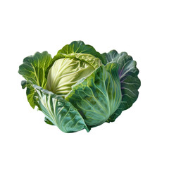 Canvas Print - Cabbage head with green leaves on Transparent Background