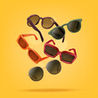 Realistic 3d sunglasses accessory composition