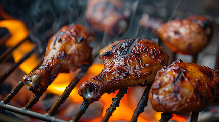 Poster - grilled chicken on the grill. AI generated