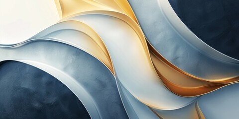 Poster - Vertical gradient background, merging dark grey at the bottom left to gold and then blue. Abstract curved lines across different heights add a textured effect.