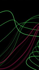 Wall Mural - vertical animation - Abstract colorful lines swirling on a black background