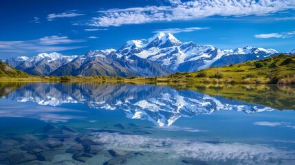  Snow, blue sky and water