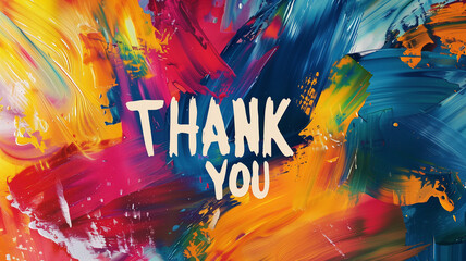 Thank You text on oil painted background. Thanks a lot concept banner