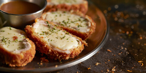 Wall Mural - Cheese pork cutlet on a plate