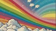 Drawing of the rainbow with clouds
