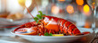 Fresh cooked lobster on a plate close up. Seafood dinner, healthy gourmet plate.
