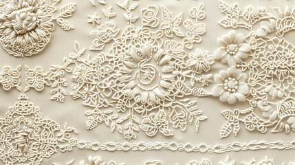 Wall Mural - Elegant Floral Lace Wallpaper - Vintage Embroidery Pattern