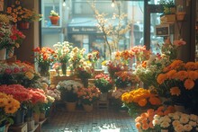 AI Generated Illustration Of A Local Flower Store In Daylight