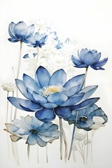 Sticker - AI generated illustration of a vibrant painting of water lilies on a crisp white background