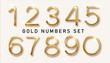 Gold realistic gold numbers isolated. Realistic luxury metallic number from zero to nine. Design element for festive party decoration