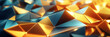 Abstract geometric black and gold color background, polygon, low poly pattern. 3d illustration.	