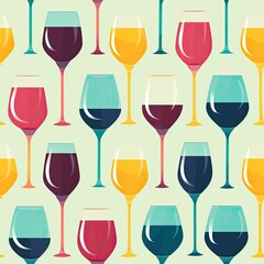 ai generated illustration of an array of multi-colored wine glasses for wallpapers