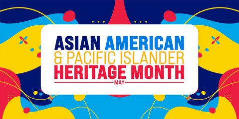 Wall Mural - May is Asian American and Pacific Islander Heritage Month background template. celebrates the culture, traditions and history in the United States. use to banner, cover, placard, card, and poster.