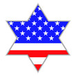 Star of David with american flag inside. 