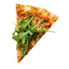 Wall Mural - A piece of pizza topped with green vegetables