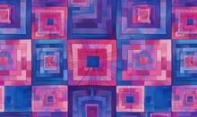 A Pattern Of Colorful Squares In Violet And Purple Tone, Pink Tiles Texture Illustration, AI Generated.