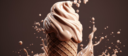 Wall Mural - splash of vanilla chocolate cone ice cream 73