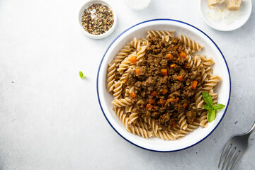 Poster - Pasta with minced beef and vegetables