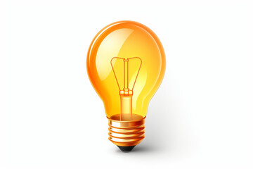 A highly detailed and realistic illustration of a traditional glowing yellow light bulb symbolizing inspiration and ideas