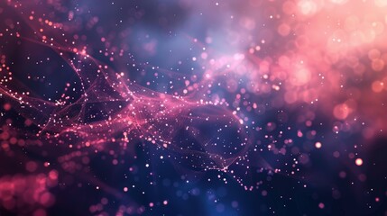 Wall Mural - shiny bright particles move through an abstract blue background with light colors