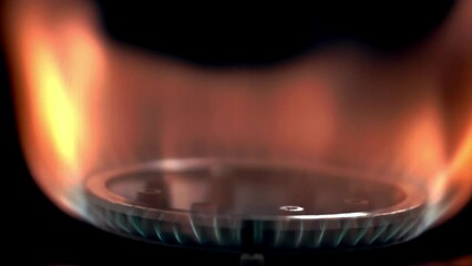 Canvas Print - Super slow motion ring gas burner ingnition. High quality FullHD footage