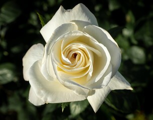 Closeup shot of a blooming white wild rose on a bush