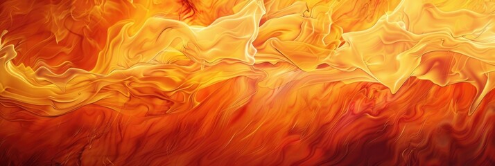 Burning Flames Panorama. Hot Red and Yellow Fiery Background with Black Isolated Flames