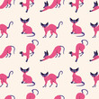 Set of Sphynx cat. Seamless pattern. Trendy vector illustration.