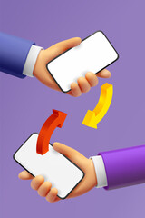Aufkleber - information exchange with two smartphones. 3d vector illustration