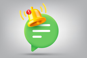Poster - New message concept with the bell and speech bubble. Vector 3d illustration