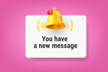 Aufkleber - New message concept with the bell. Vector 3d illustration with copy space