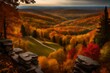 A hilltop viewpoint overlooking a valley, where every tree is a canvas of fall colors.