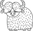 Hand drawn yak character illustration, vector