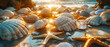 Tropical Beach at Sunset, Seashells and Smooth Sand, Relaxing Vacation and Nature’s Beauty Captured