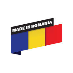 Wall Mural - Made in Romania flag label ribbon