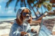 © Vera - Adorable puppy companion enjoying clever summer beach holiday