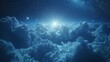 billowing clouds at night, rich texture visible against a deep blue celestial backdrop, stars scattered like diamonds, clouds catching the faint moonlight, AI Generative