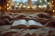 Reading book in a cozy atmosphere in a rustic house. A sanctuary of literature, inviting you to get lost in its embrace.