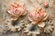 Lotus flowers in the pond with pink pastel color theme using impasto technique, wall art, digital art prints, painting, home decor, textured art