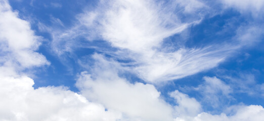 Wall Mural - blue sky background with white clouds on a daytime