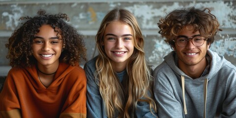 Poster - A diverse group of happy friends enjoying laughter and socializing outdoors.