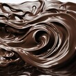 Liquid chocolate surface with swirls  and waves on white background