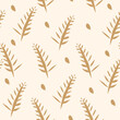 The plant on on beige background, seamless pattern, is repeatable