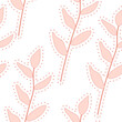 The pink pastel branch on on white background, seamless pattern, is repeatable