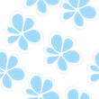 The baby blue flowers pattern on on white background, seamless pattern, is repeatable