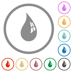 Sticker - Water drop with reflection flat icons with outlines