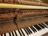 Fototapeta  - Traditional upright piano keys and mechanism background