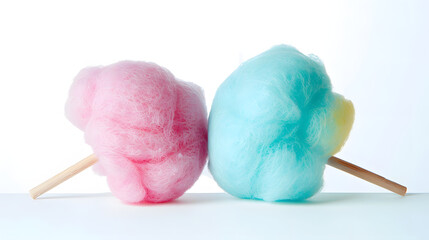 Poster - Different tasty cotton candies on white background