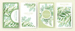 Vector invitation cards with herbal twigs and wreath branches and frames.