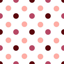 Simple Colorful Polka Dots On A White Background. Vector Seamless Pattern.